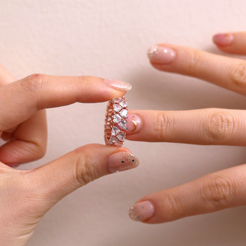Chunky Heart Sparkle Adjustable Ring