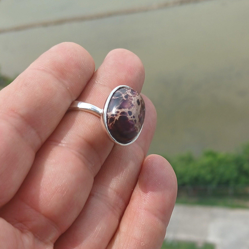 Pietersite Ring, Sterling Silver Ring, purple Pietersite, gemstone silver ring, unique design, handmade gemstone ring gift for her - Size 8