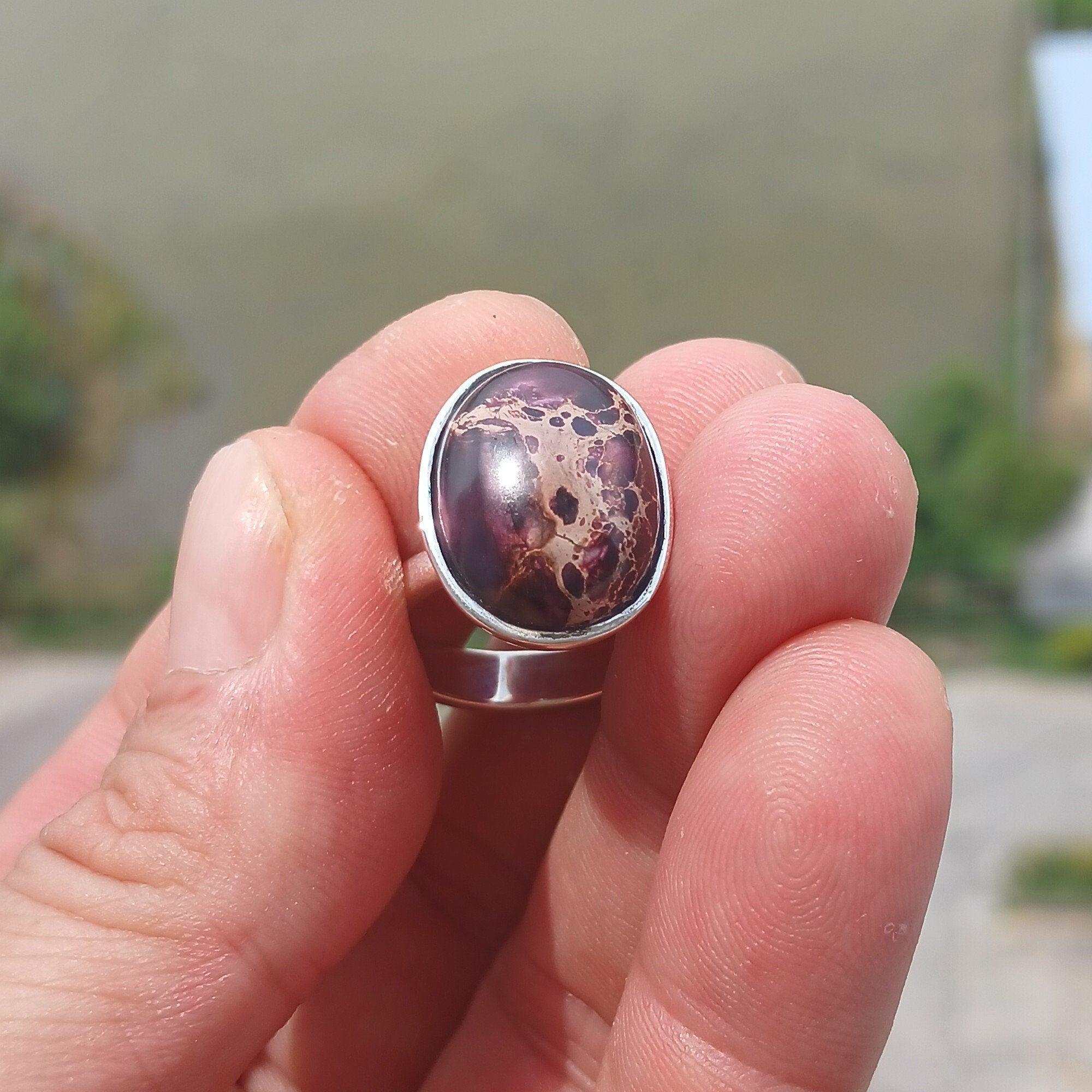 Pietersite Ring, Sterling Silver Ring, purple Pietersite, gemstone silver ring, unique design, handmade gemstone ring gift for her - Size 8