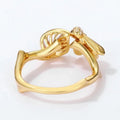 18K Gold Plated Adjustable Bee Ring – Sterling Silver & Zircon Elegance